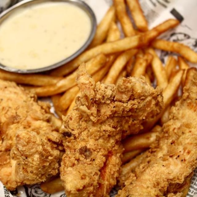 Kids Chicken Strips with Fries.